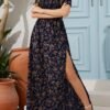 Women's Summer Elegant Off-Shoulder Printed Maxi Dress With Slit Hem  Perfect For Parties & Dates