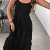 Women's Summer Sleeveless Tie-Bow Dress - Casual Beach Vacation Flowy Maxi Sundress